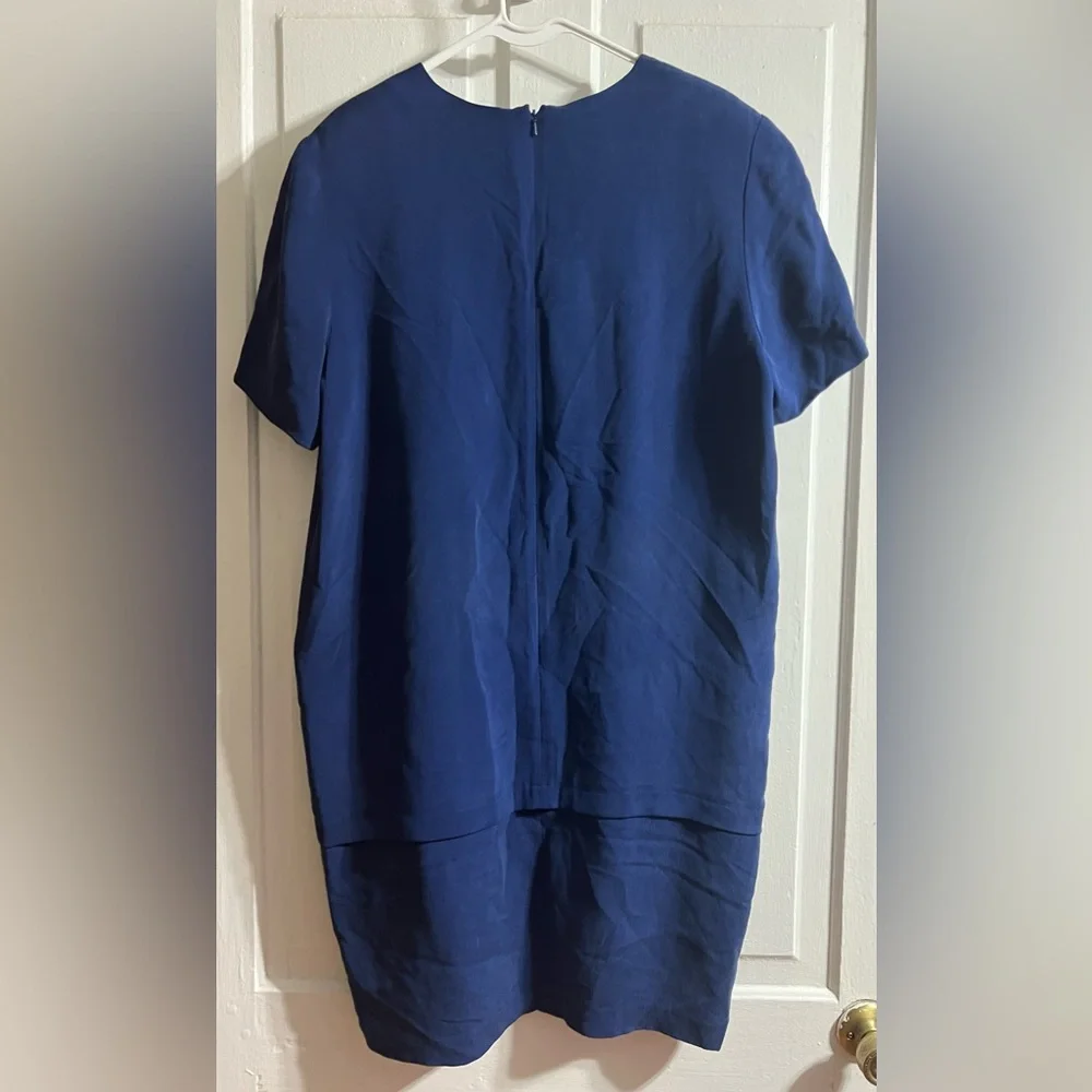 100% silk Papell Too Navy Blue Dress - Picture 4 of 5